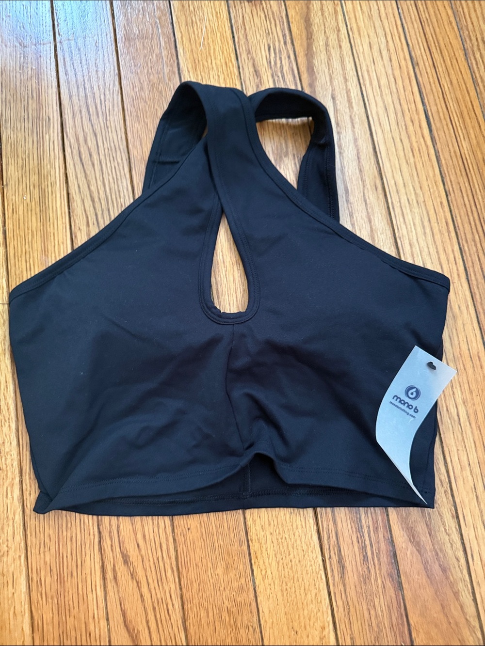 Mono B Black Cutout Racerback Sports Bra